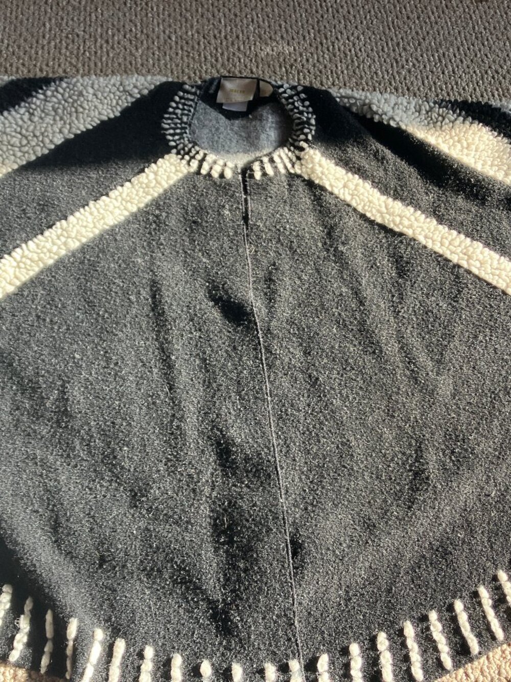 Maeve Poncho Sherpa Striped Wool Anthropologie One Size